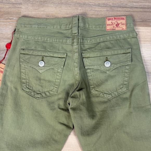 NWT True Religion Military Green Y2K Jordan Straight Leg Boyfriend Jeans, Sz 26 - Picture 8 of 8
